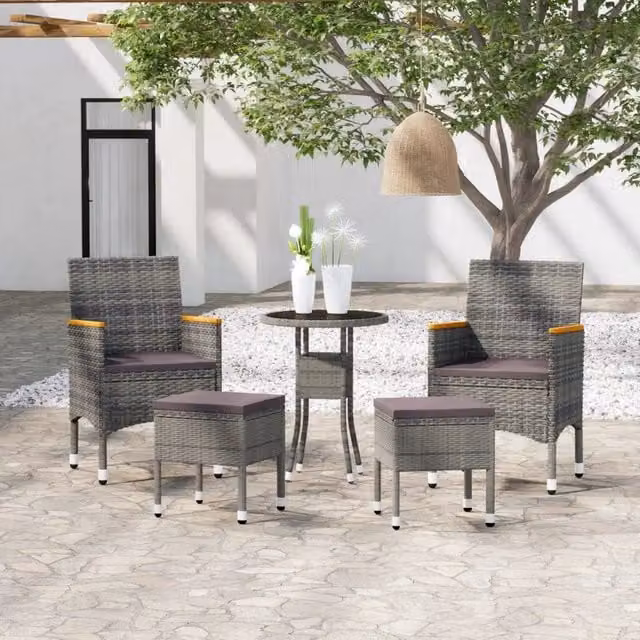 Set Divani da Giardino 5 pz in Polyrattan Grigio 3058475
