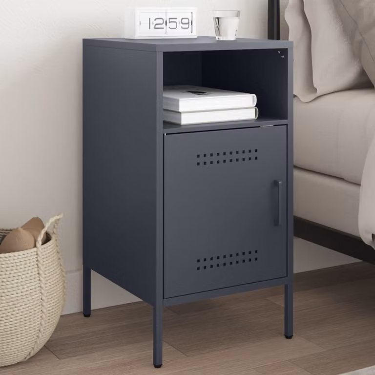 Comodino vidaXL in metallo antracite stile industrial L: 36 cm, P: 39 cm, H: 68 cm