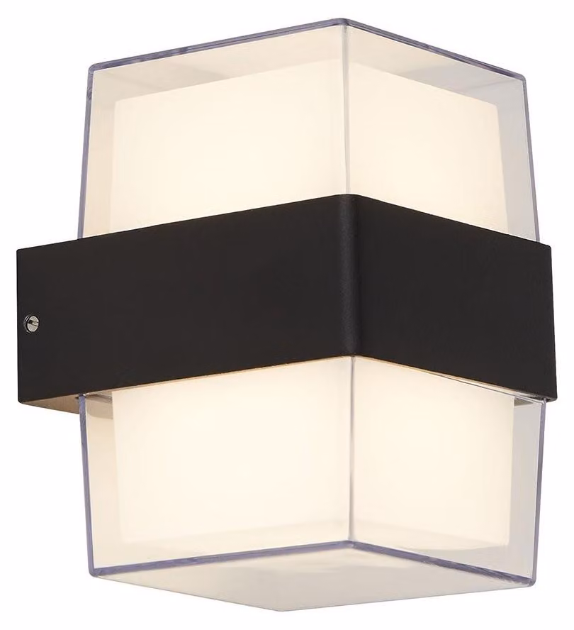 Applique Pittsburgh Alluminio Nero Policarbonato Trasparente Led 6,83W 3000K