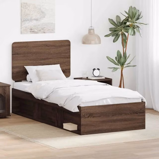 Struttura del letto-Giroletto Rovere Marrone 90 x 200 cm Pino massello 387689