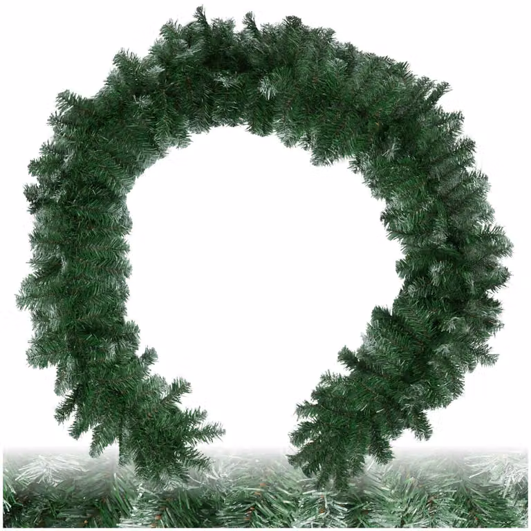 Ghirlanda natalizia Tectake verde con punte bianche e foglie in stile rustico, diametro: 30 cm