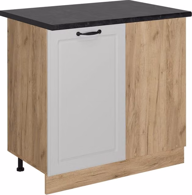 Mobile ad angolo cucina R-Line Bianco rustico/Rovere dorato 86 cm, PL Antracite Vicco