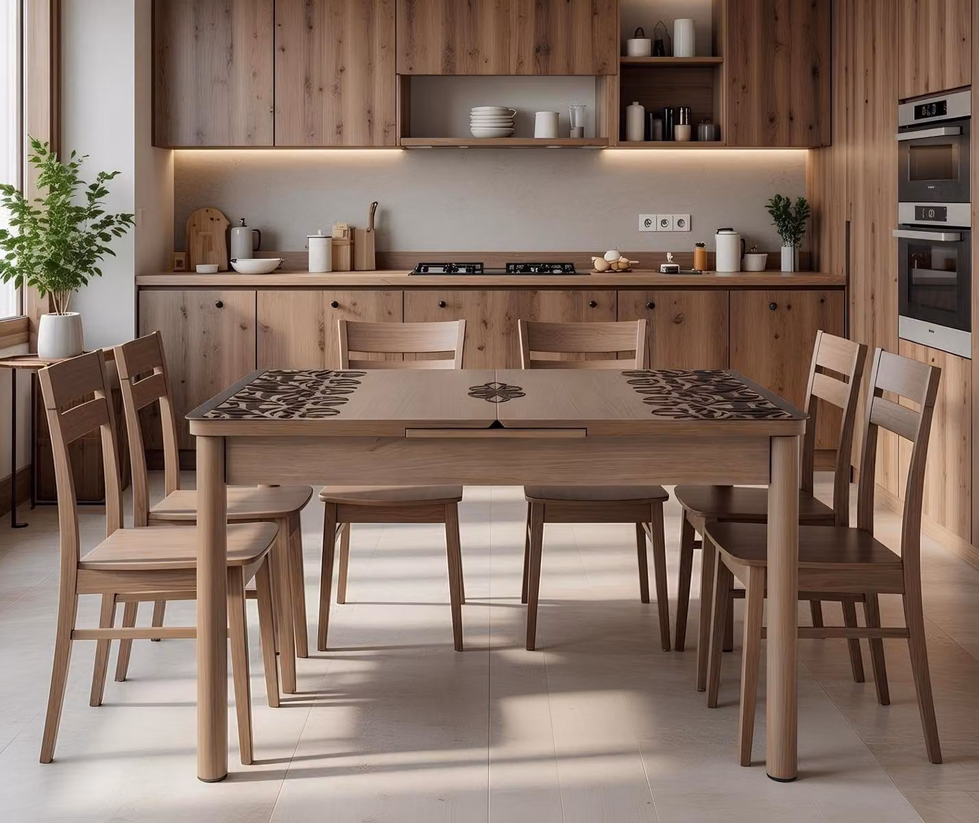 Tavolo da pranzo rettangolare, colore marrone, design moderno, confortevole, nuovo