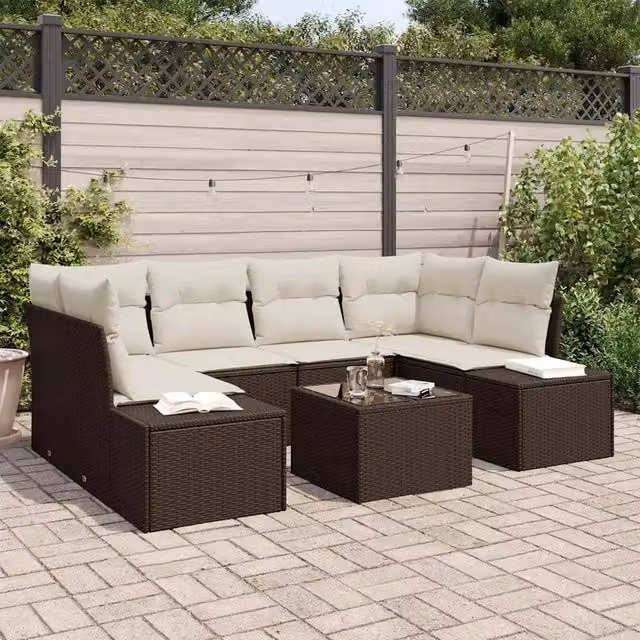 Set Divano da Giardino 7 pz Marrone polyrattan 3346958