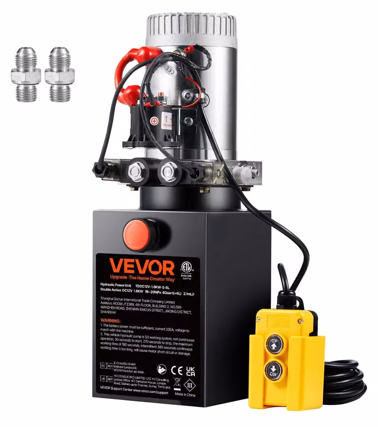 Pompa idraulica 12V, 6 litri, a doppio effetto, 3,44 litri/minuto, 22 MPa