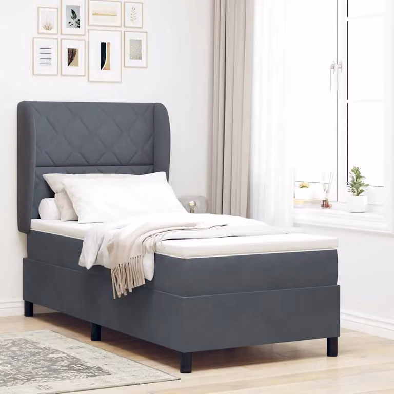 Letto ibrido con testiera in velluto vidaXL Grigio, L: 100 cm, P: 200 cm
