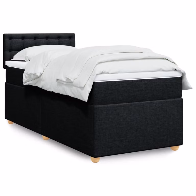 vidaXL Letto Ibrido con Giroletto a Molle e Materasso in Tessuto Nero L 80 cm x P 200 cm