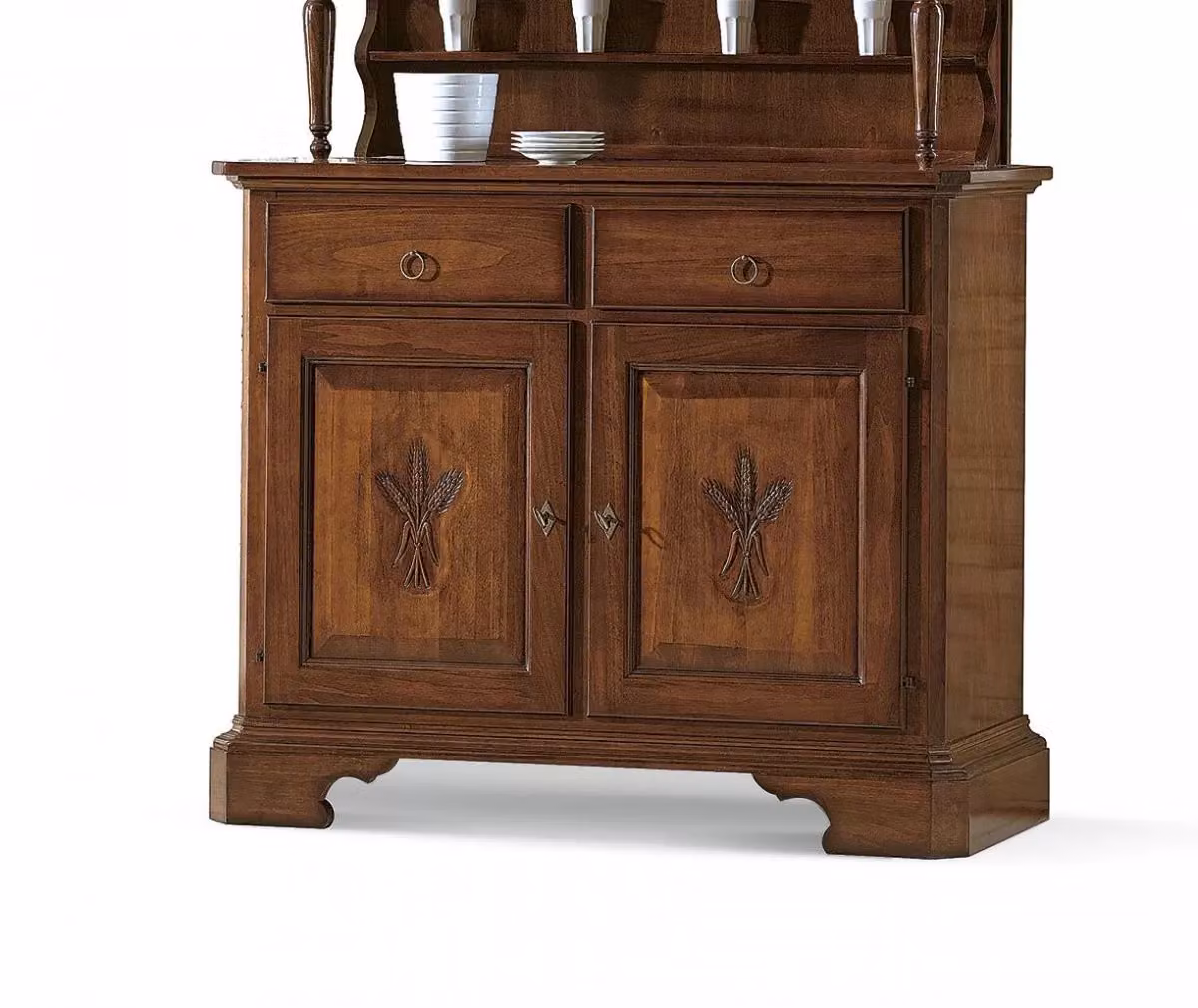 Cristalliera Spiga con 2 porte in stile arte povera Mobili 2G colore noce L: 114 cm, P: 49 cm, H: 205 cm – 2