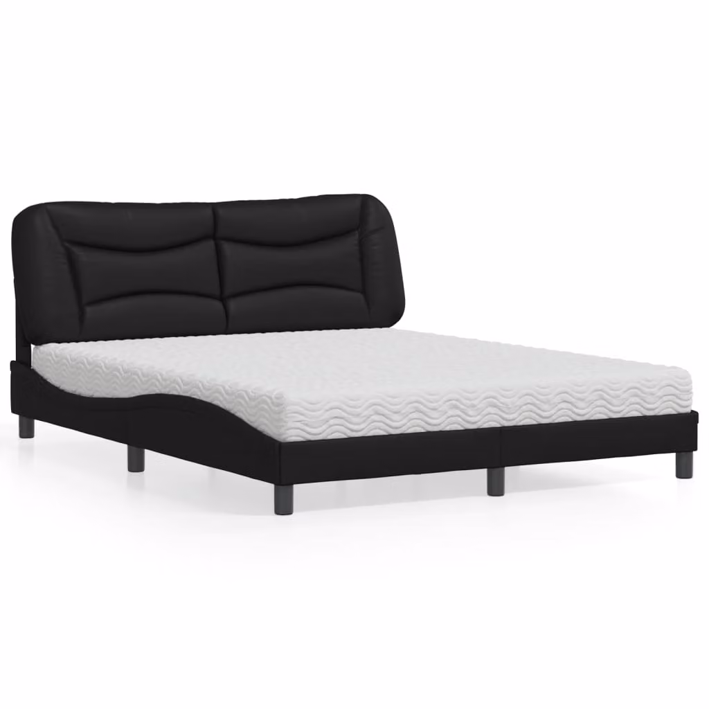 Letto con Materasso Hvar vidaXL in Similpelle Nero L/P/H: 160 x 200 cm – 1