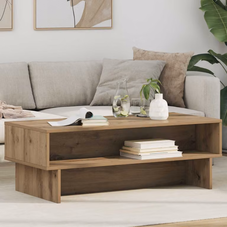 vidaXL Tavolino da salotto moderno in rovere marrone L: 100 cm, P: 46 cm, H: 35 cm