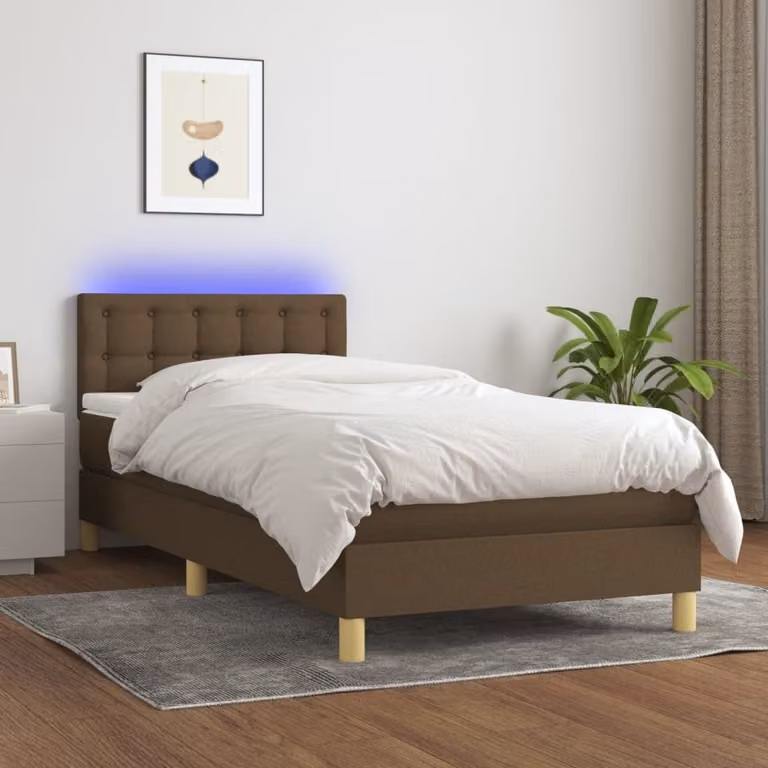 Maison Exclusive - Letto a Molle Materasso e LED Marrone Scuro 90x200cm in Tessuto