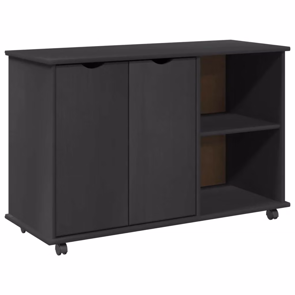 Mobile con ruote vidaXL in legno di pino grigio L: 100 cm, P: 39 cm, H: 65,5 cm – 2