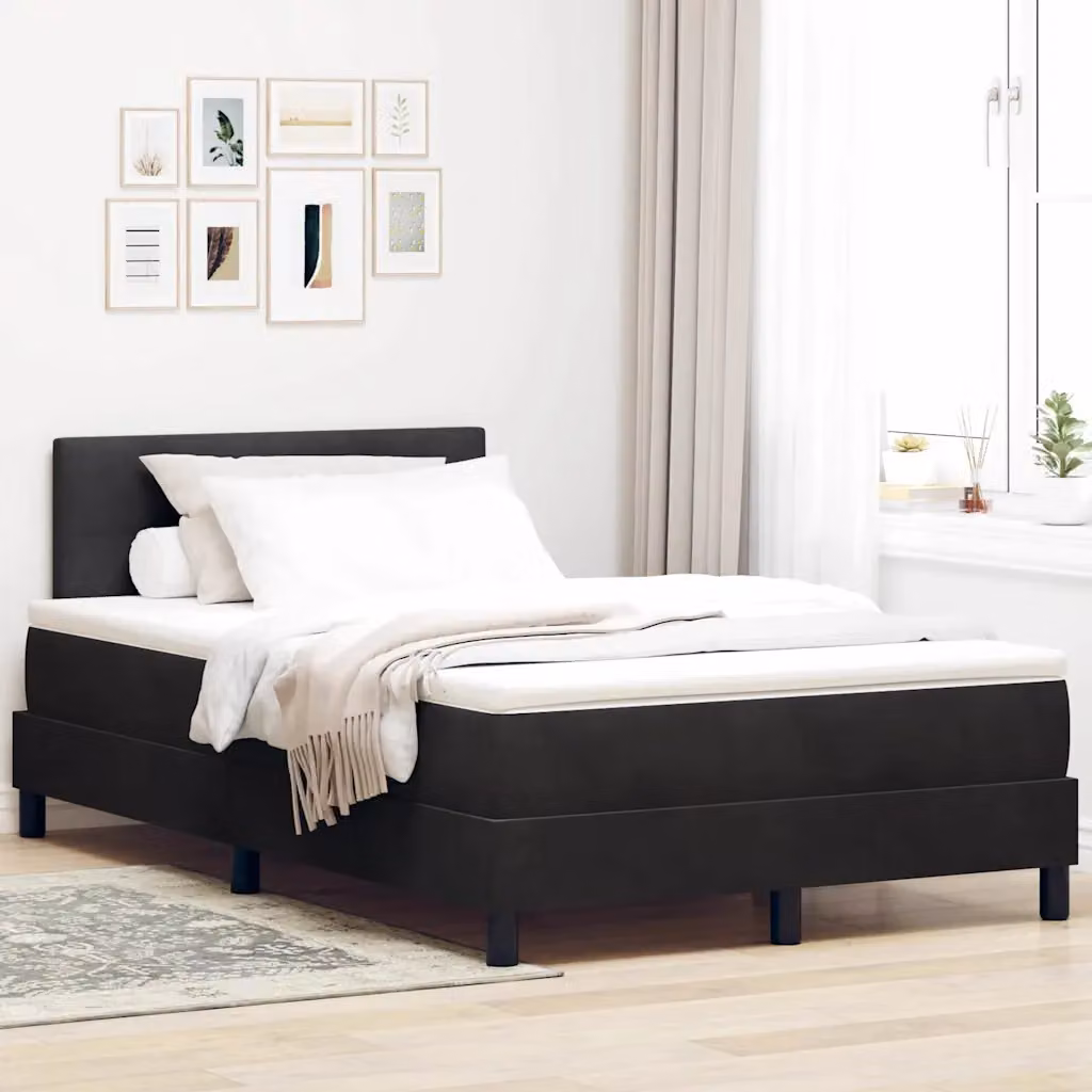 Letto a molle con illuminazione LED e porta USB vidaXL in velluto nero L 120 cm x P 200 cm