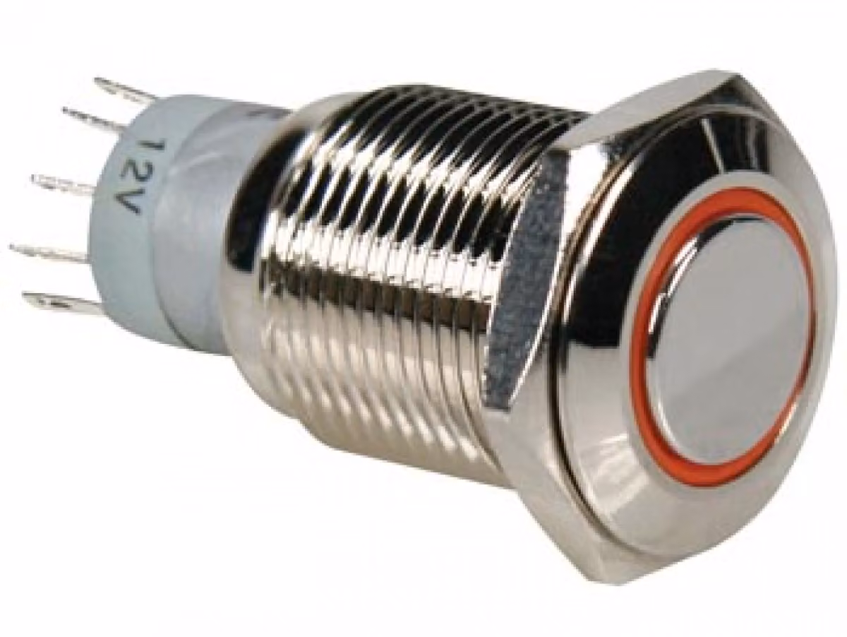 Pulsante tondo in metallo Spdt 1No 1Nc - Anello arancione