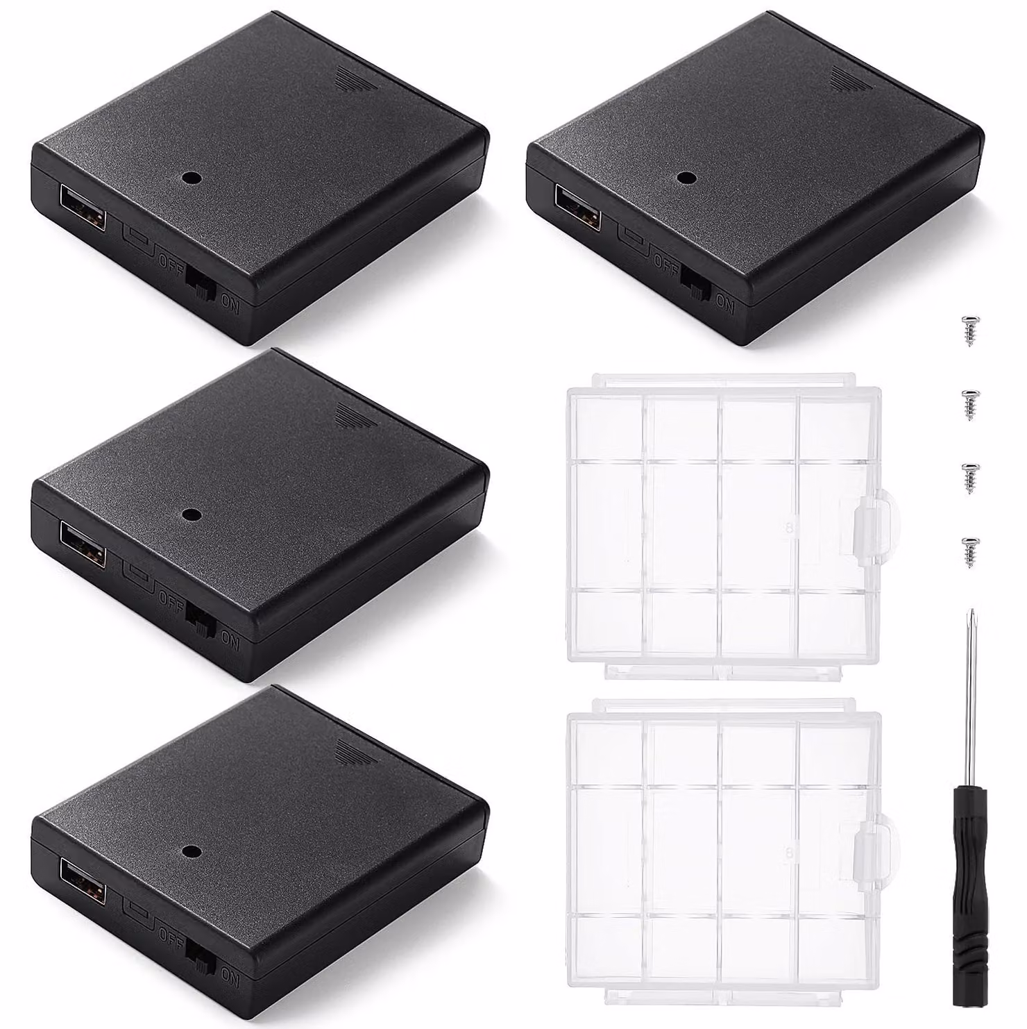 Portabatterie per 4 batterie AA con connettore USB e interruttore ON/OFF