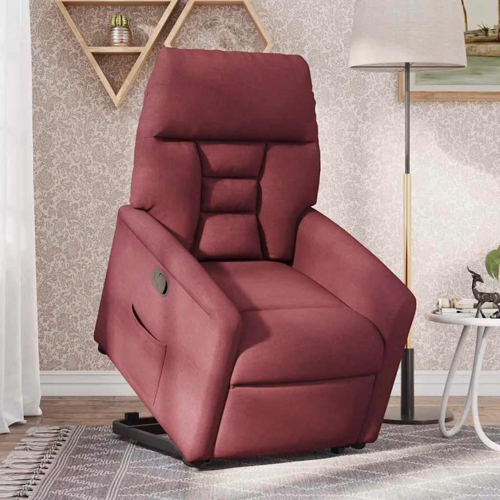 vidaXL Poltrona Alzapersona Reclinabile Rosso Vino in Tessuto