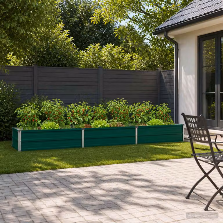 Letto rialzato da giardino vidaXL in metallo Corten Verde L: 240 cm, P: 40 cm, H: 24 cm
