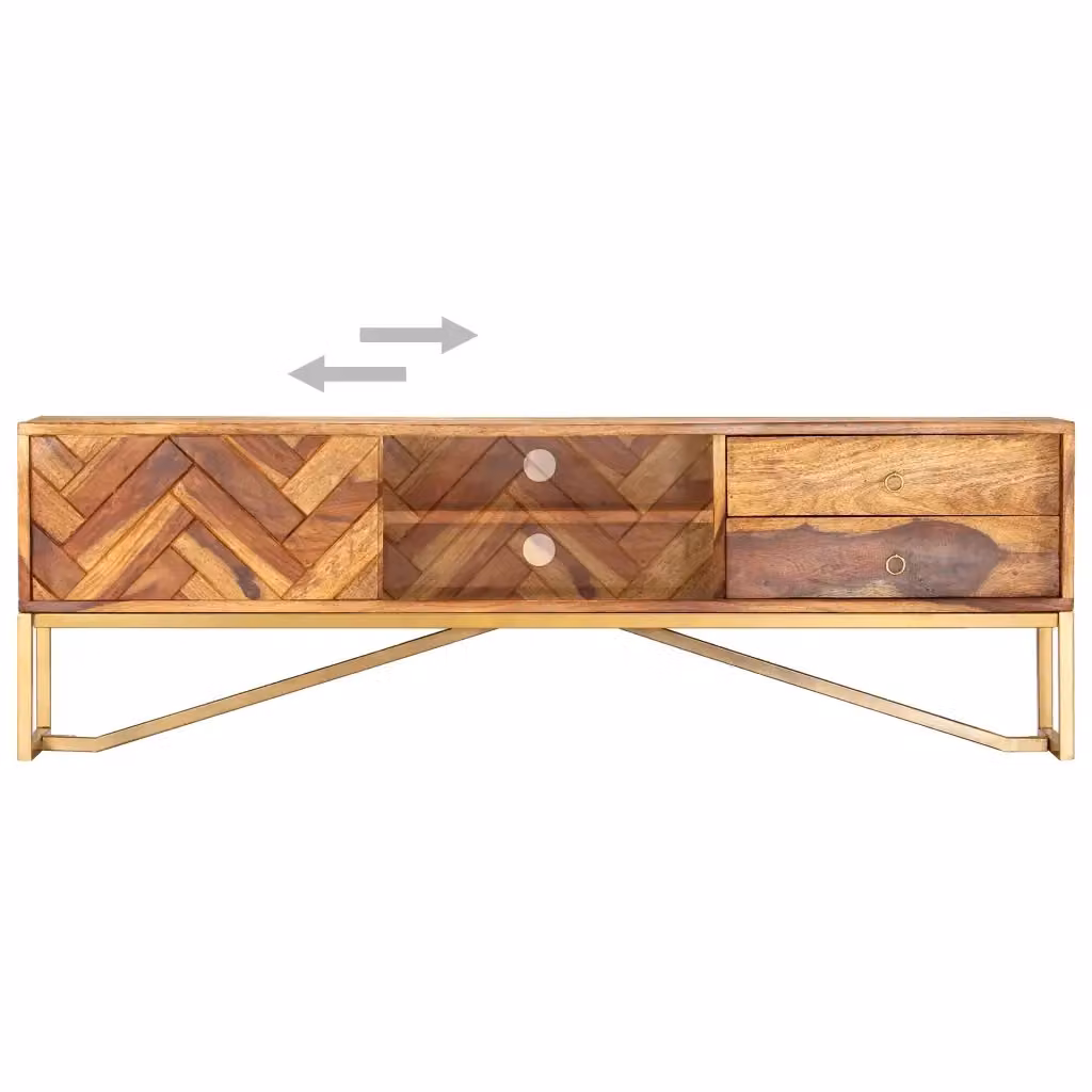 Mobile Porta TV Mid Century vidaXL in Legno di Acacia Marrone L: 140 cm, P: 30 cm, H: 45 cm – 2