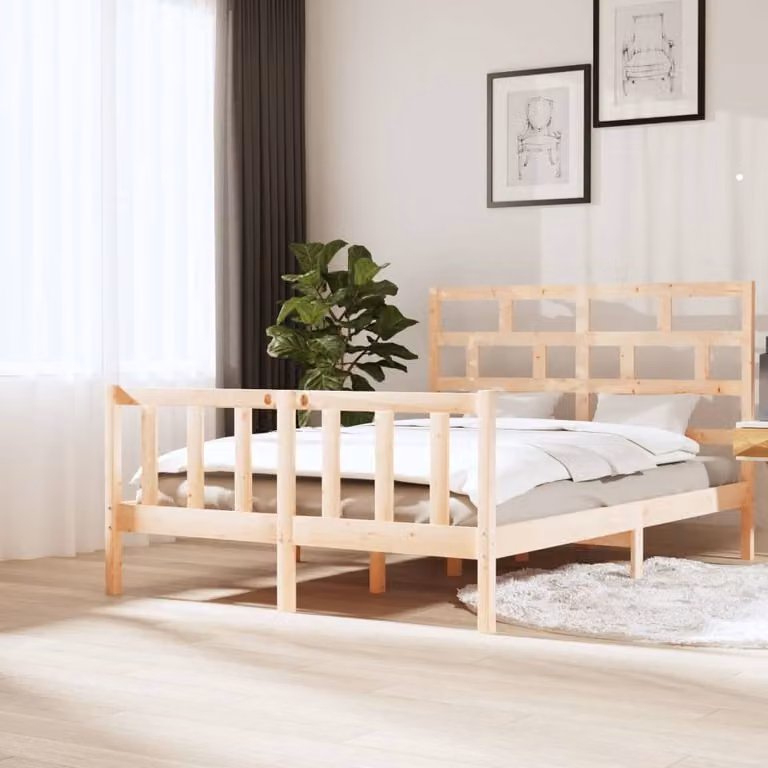 The Living Store Letto in legno massiccio di pino 160x200 cm