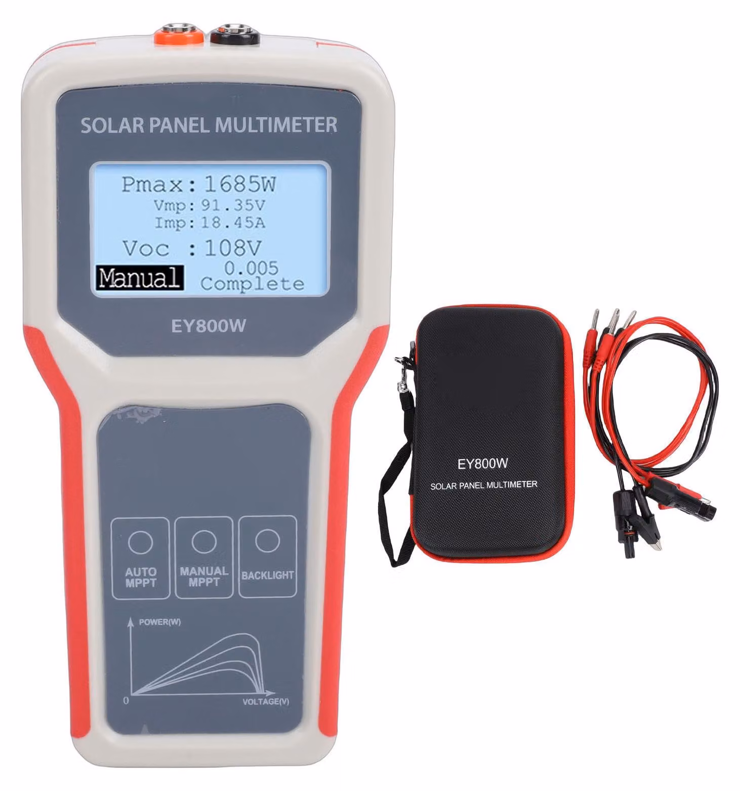 Tester per pannelli solari, da 5 a 800 W, da 12 a 60 V, da 0 a 35 A, display LCD, tecnologia MPPT, multimetro fotovoltaico per sistemi