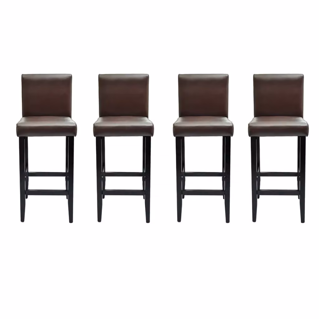 Set di 4 sgabelli da bar vidaXL in similpelle marrone e nero con struttura in legno – 2
