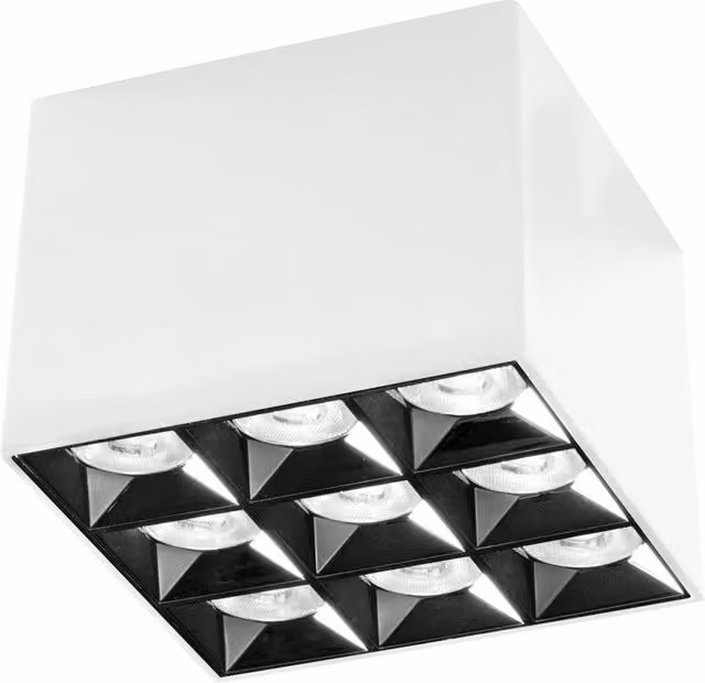 Plafoniera e Applique Gealuce GFA con 9 Punti Luce LED, 36W, 2850lm, 4000K, Bianco Satinato con Ottica Antiabbaglio