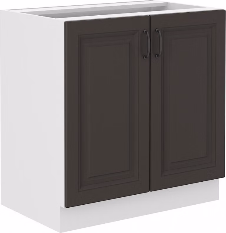 Armadietto inferiore a doppia anta SOPHIA - larghezza 80 cm, grigio scuro / bianco