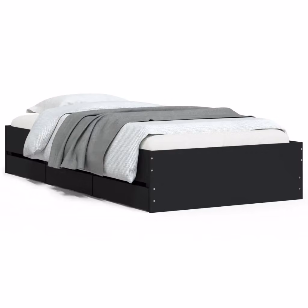 Letto con cassetti vidaXL in legno multistrato nero 90x200 cm – 2