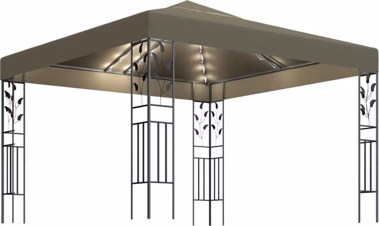 Gazebo con Luci LED a Stringa 3x3 m Grigio Talpa