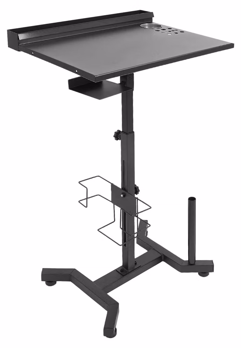 Tavolo da lavoro mobile per saloni - Carrello per tatuaggi - Regolabile in altezza da 68 a 92 cm - Piano di lavoro 50x35 cm - Realizzato in metallo - Ideale per parrucchieri, centri estetici, spa
