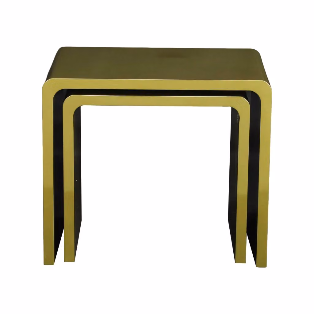 Set di 2 tavolini impilabili SWEEEK con piano quadrato e finitura lucida verde, design minimalista per il tuo soggiorno – 2