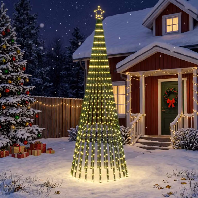 vidaXL Albero di Natale LED 300 cm 668 LED Bianco caldo Acciaio Nero