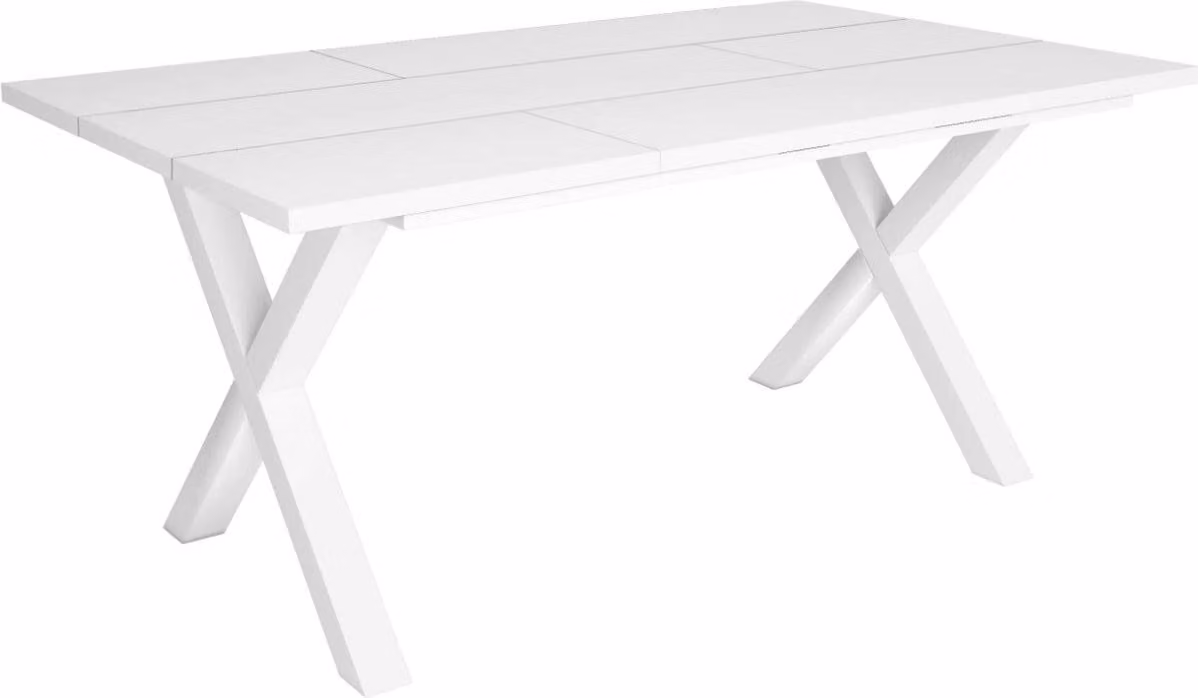 Tavolo da pranzo Happyment Ziva - Rettangolare - Da 4 a 6 persone - Look premium - Legno massiccio - Telaio a X bianco - 170x90x75cm