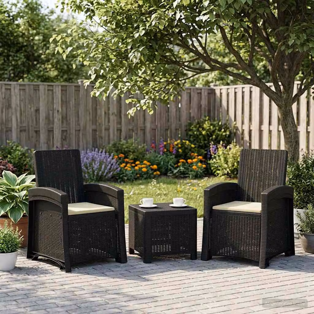 Set di 2 sedie da giardino reclinabili vidaXL in effetto rattan con cuscini, resistenti alle intemperie, disponibili in antracite, beige o nero