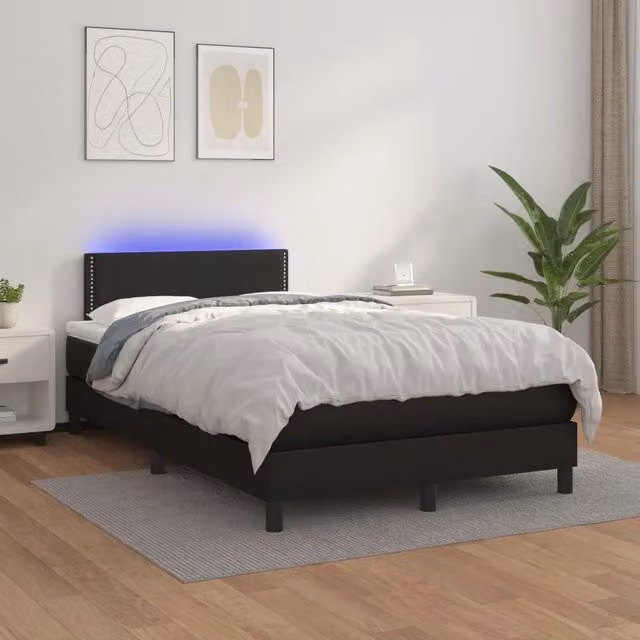 Letto a molle con materasso vidaXL in similpelle nero con illuminazione LED e porta USB L/P/H: 120 x 200 cm – 1