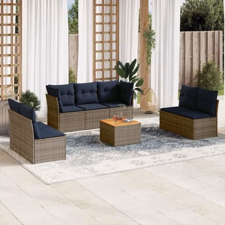 Maison Exclusive - Set Divani da Giardino 8 pz con Cuscini Grigio in Polyrattan
