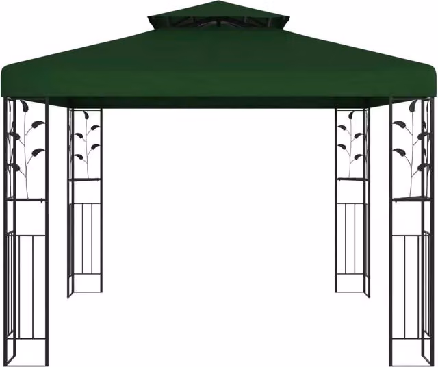 Gazebo | Pergolato 3 x 3 x 2,68 m Verde Poliestere e Acciaio