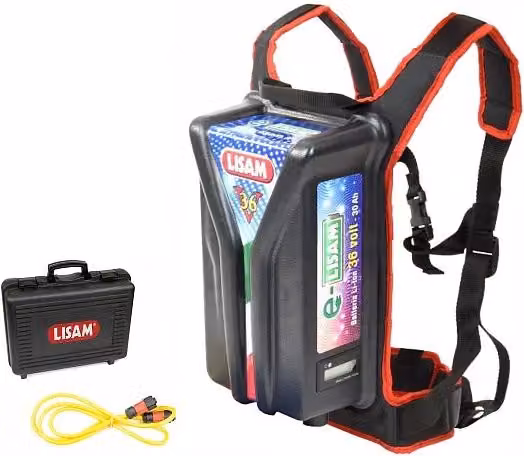 Batteria al Litio a Spalla Lisam per Abbacchiatori Elettrici Cordless, 36V 30Ah 1080W, Colore Nero – 1