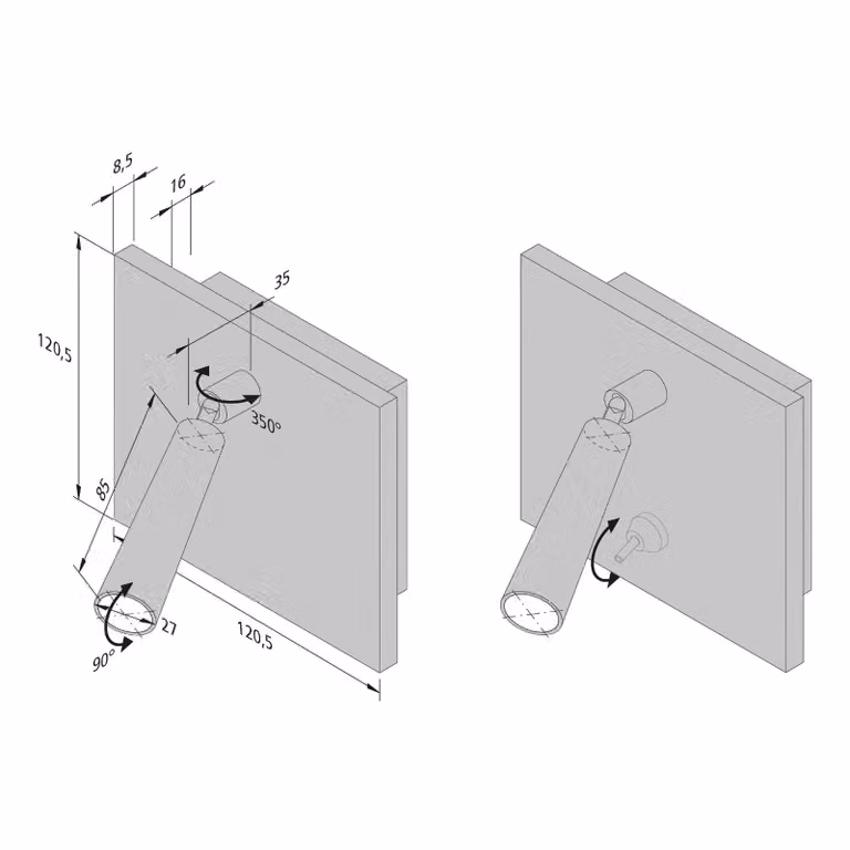 Hera Applique da parete a LED BL1-LED, Nero, Soggiorno / Sala da pranzo, Metallo, Moderno, Applique a LED