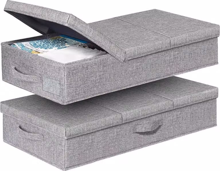 JUPELI Set di 2 contenitori sotto il letto pieghevoli alti 15 cm Grigio