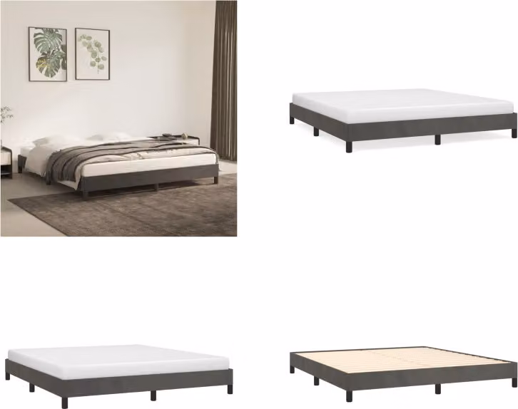 vidaXL Struttura letto grigio scuro 180×200 cm in velluto - Struttura letto - Cornici letto - Struttura letto - Letto