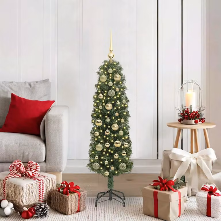 Albero di Natale artificiale moderno vidaXL verde con 150 LED luce bianca calda, Altezza: 120 cm