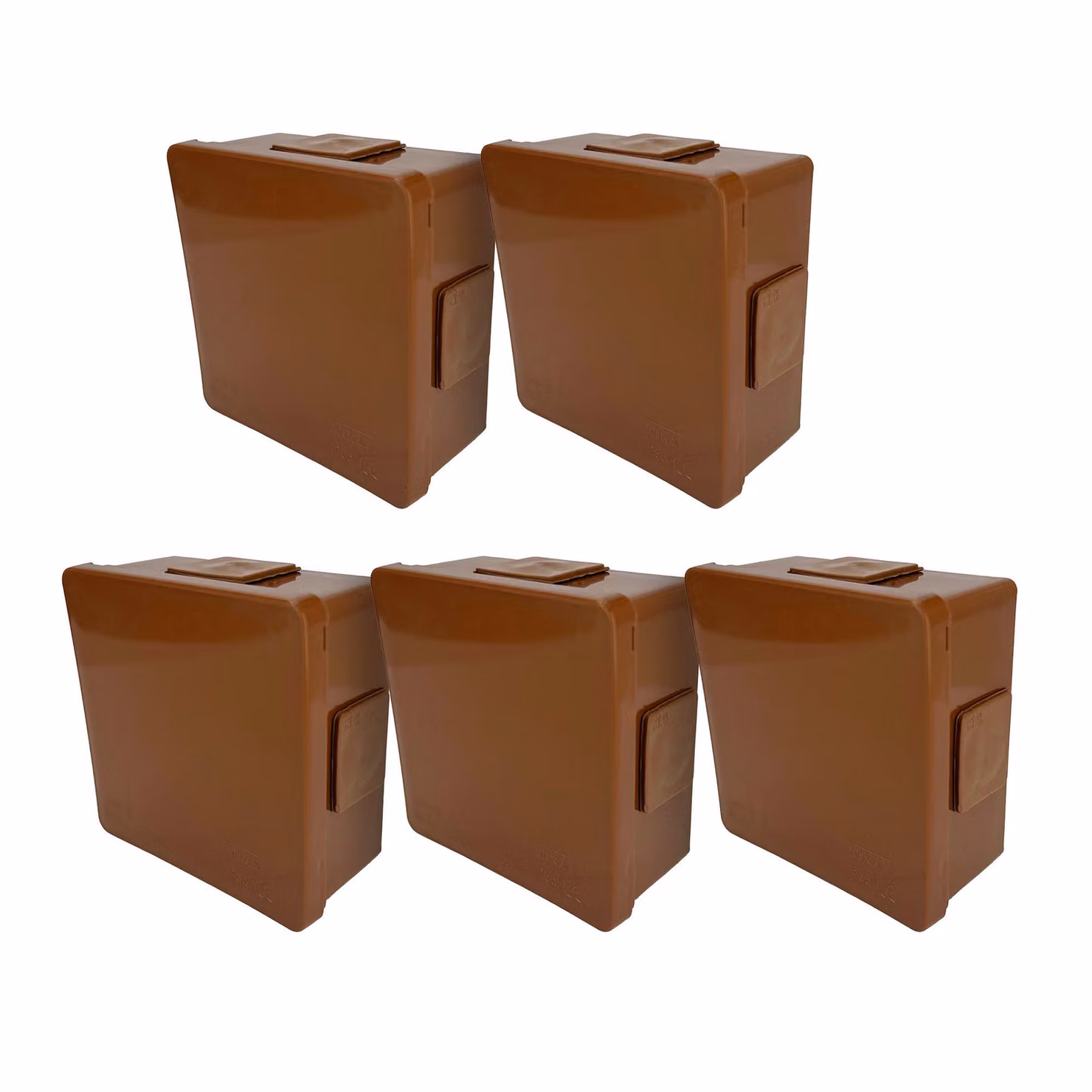 5x scatola da incasso 86x86x40mm IP55 4 ingressi con gommini a scatto marrone VP-01 EDO777906 EDO Technic