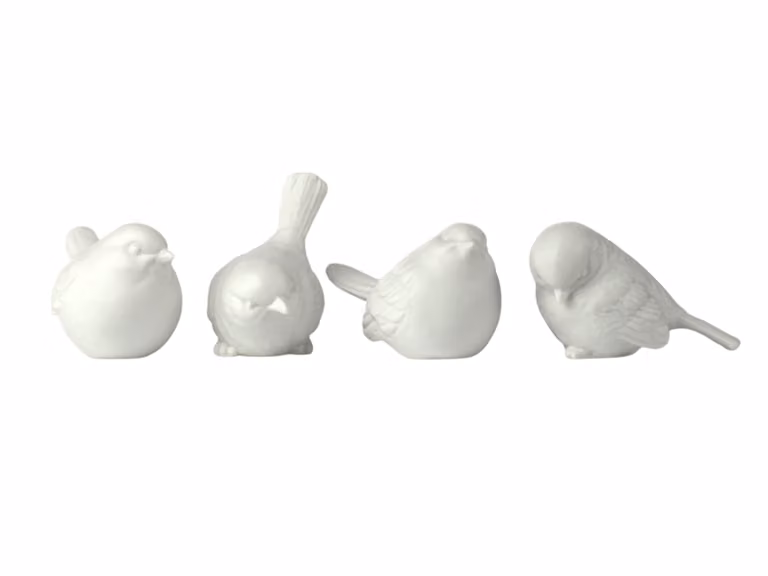 Unglazed Porcelain Sparrows Set of 4 - Decorative Object