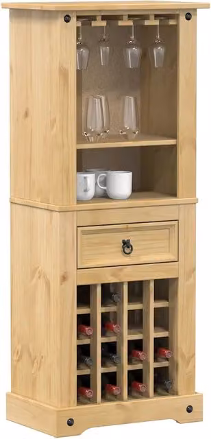 Portabottiglie Vino Corona 56x35x134,5cm Legno Massello di Pino 4005686