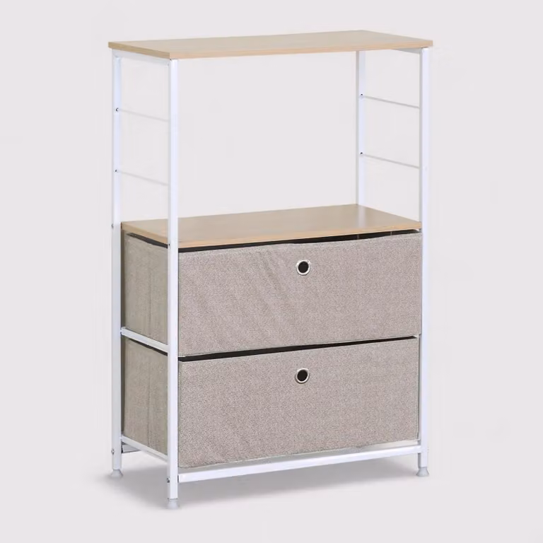 Hatiora - Mobile portaoggetti con 2 cassetti pieghevoli