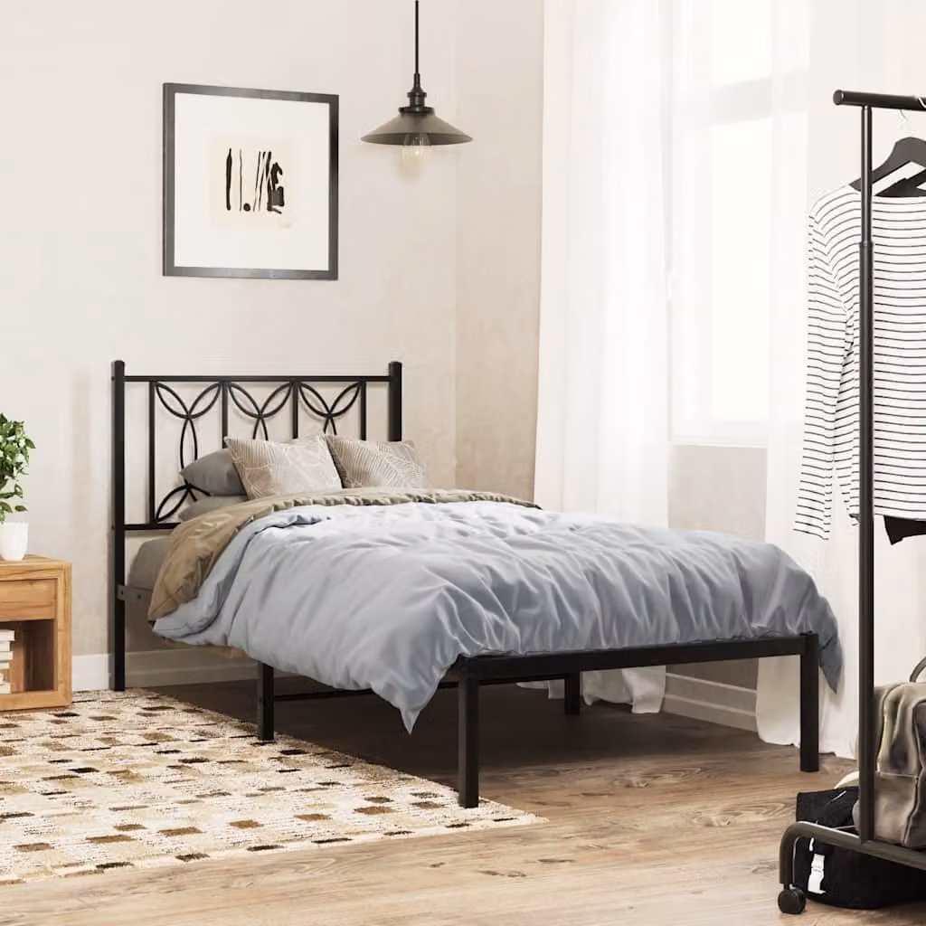 vidaXL Giroletto con Testiera in Metallo Nero L 90 cm x P 200 cm
