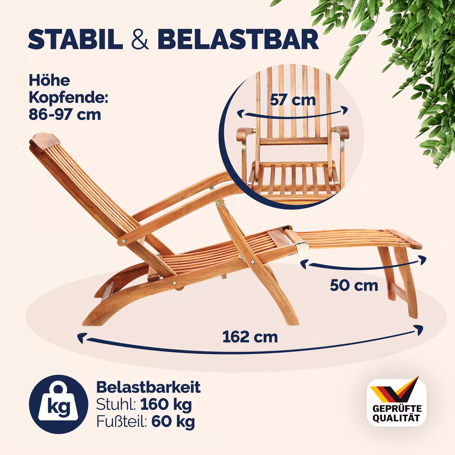Set di 2 lettini da giardino Queen Mary Casaria in legno di acacia certificata FSC con cuscini rossi – 2