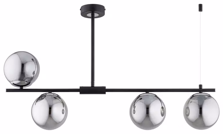 Lampada a sospensione HILL nera-cromata 4xE14x10W in vetro, dimensioni: 52x15x86 cm, IP20, Alfa