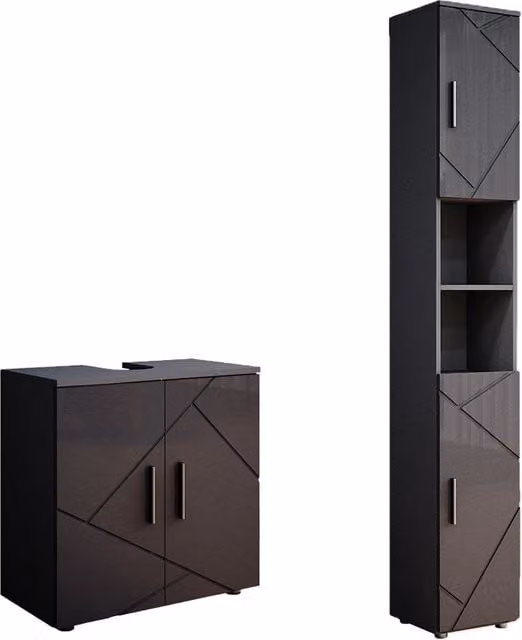 Set di mobili da bagno Irma Antracite lucido 2 pezzi Vicco